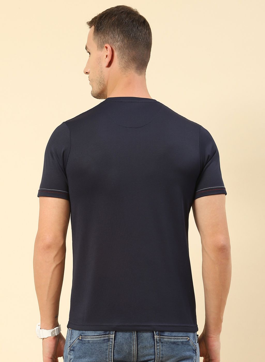 Men NAvy Blue Printed T-Shirt