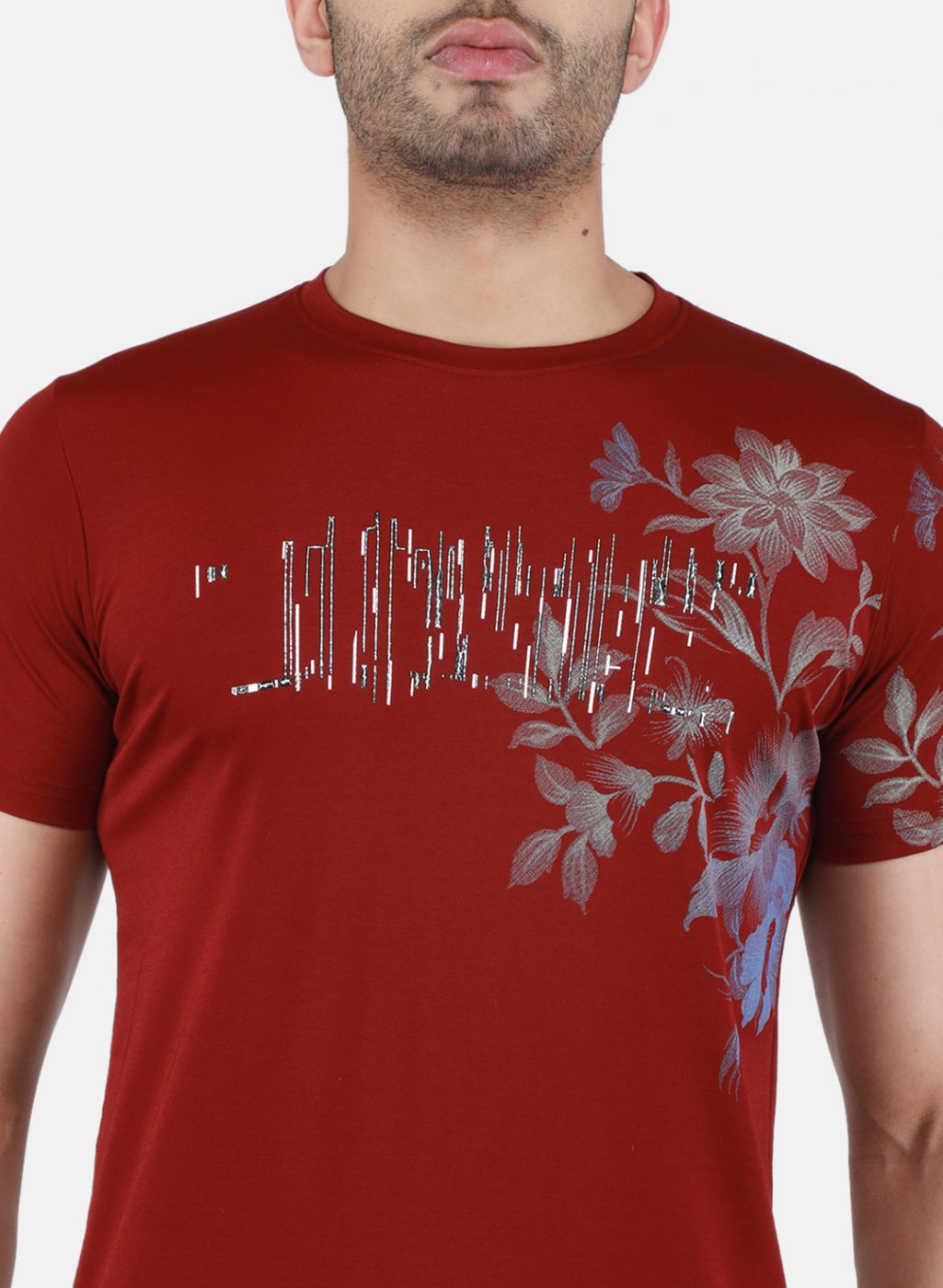 Men Maroon Printed T-Shirt