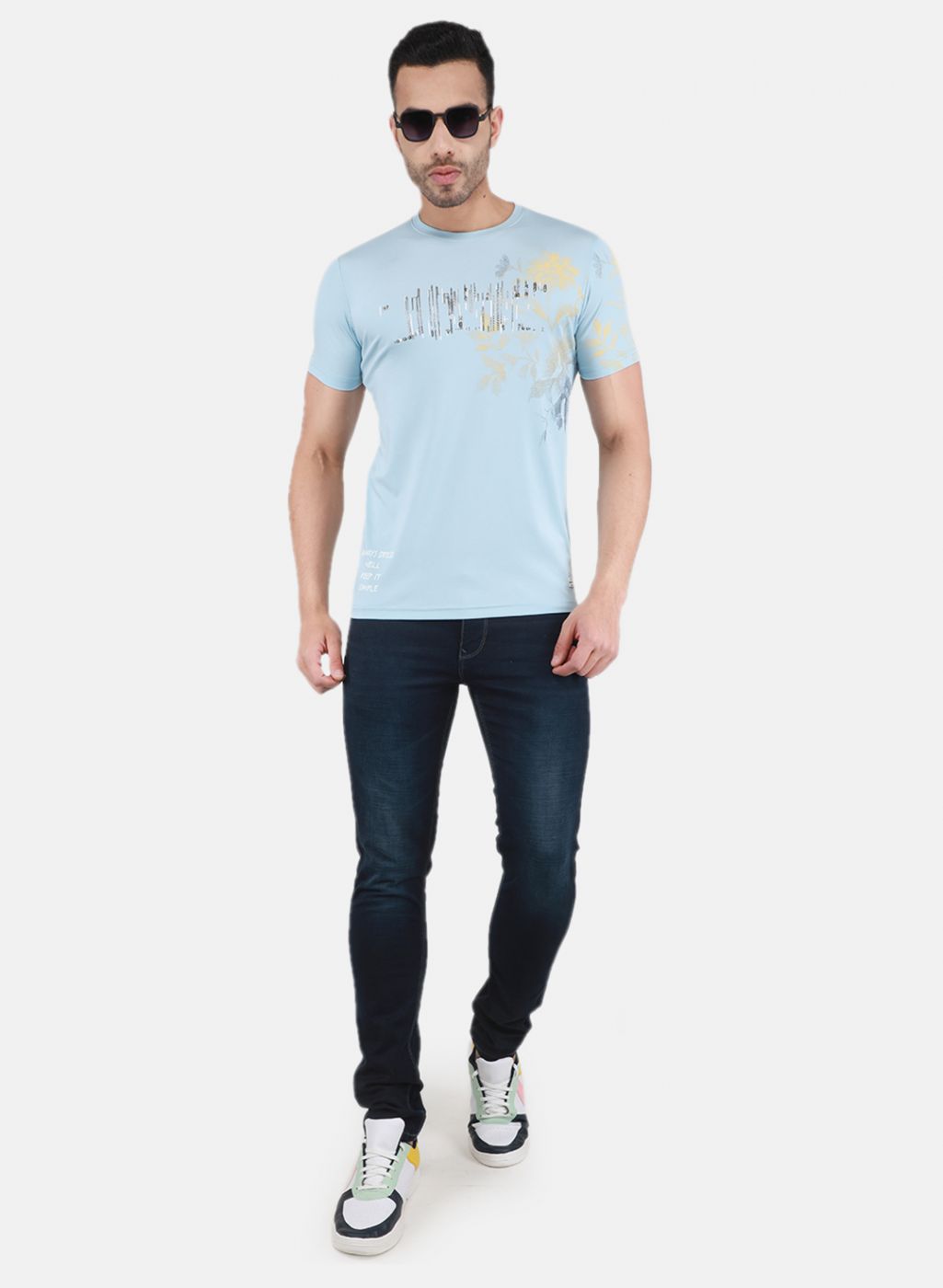 Men Blue Printed T-Shirt