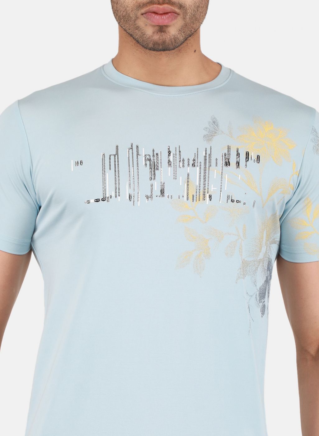 Men Blue Printed T-Shirt