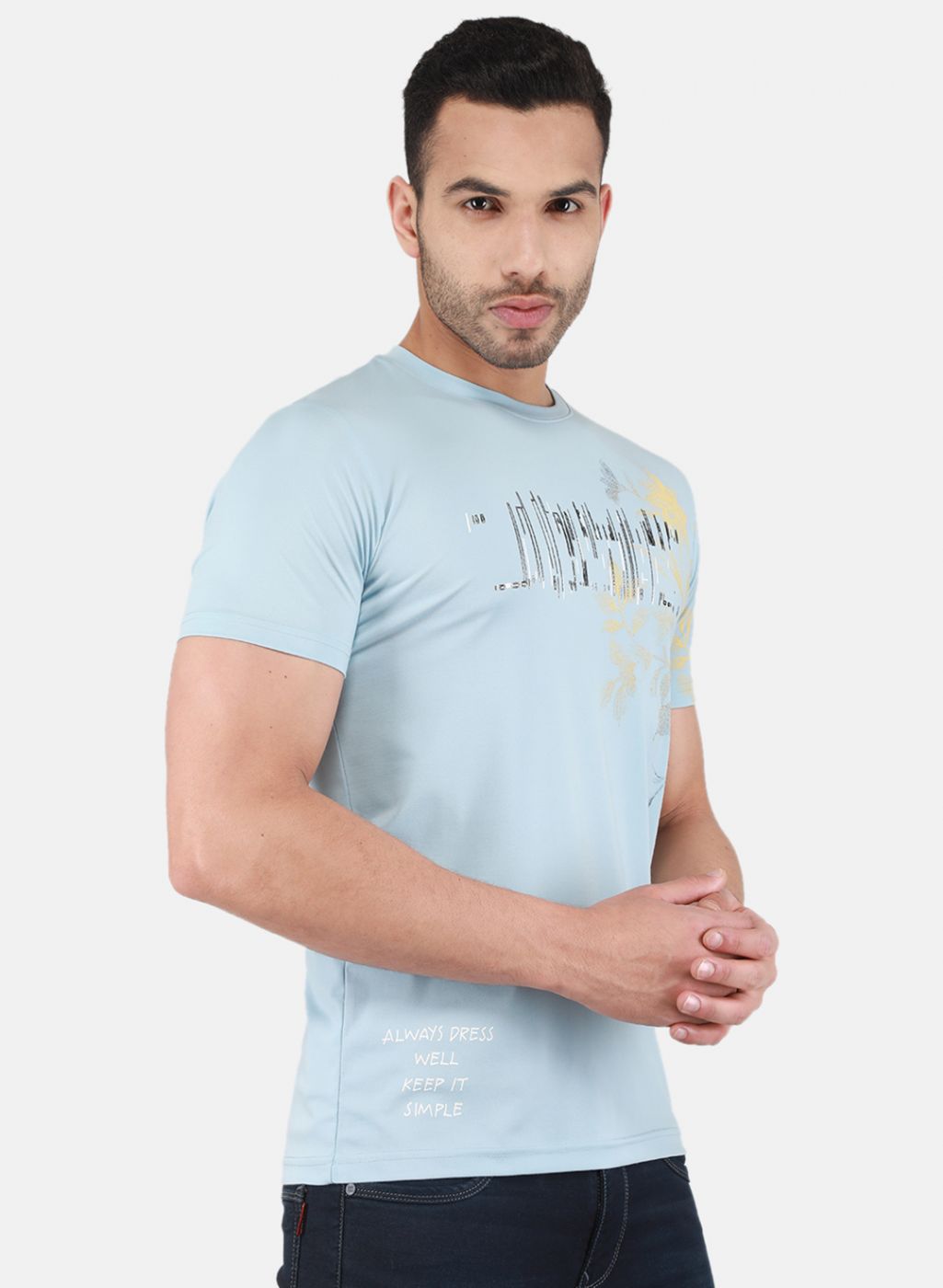 Men Blue Printed T-Shirt