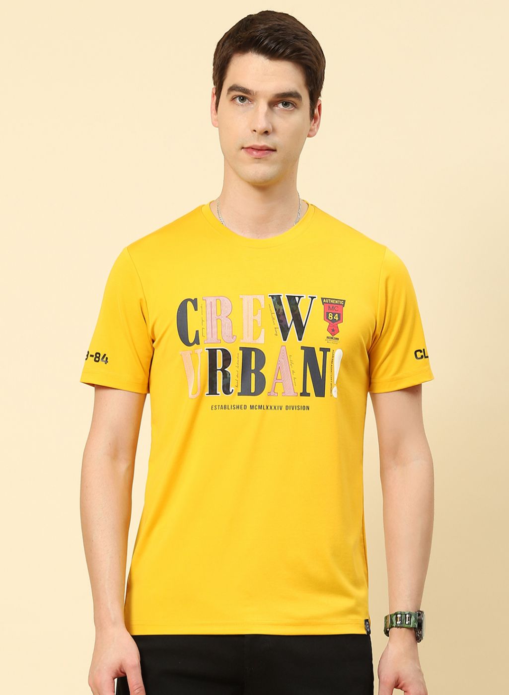 Men Yellow Printed T-Shirt