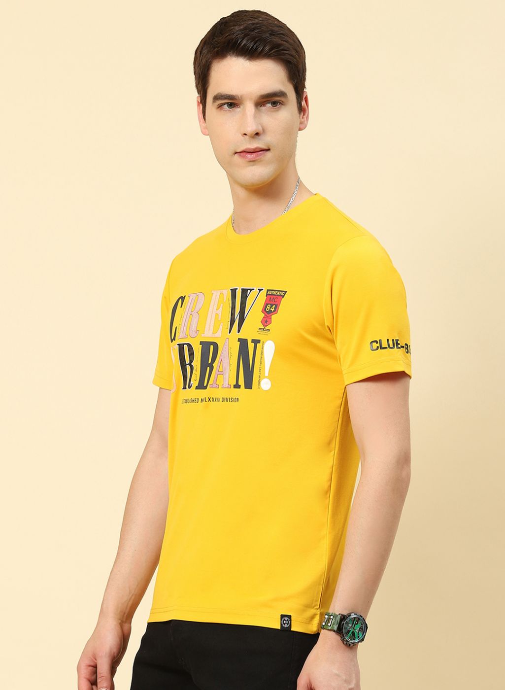 Men Yellow Printed T-Shirt