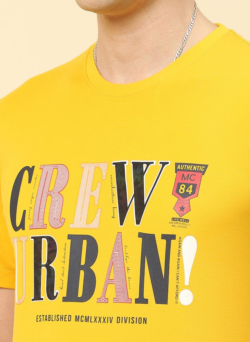 Men Yellow Printed T-Shirt