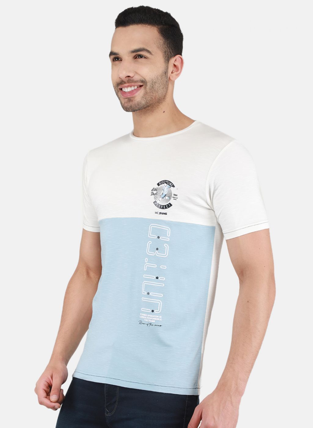 Men Blue Printed T-Shirt