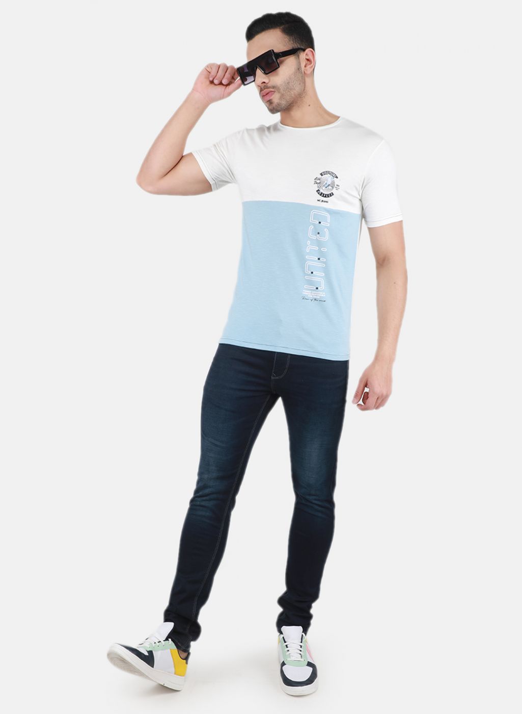 Men Blue Printed T-Shirt