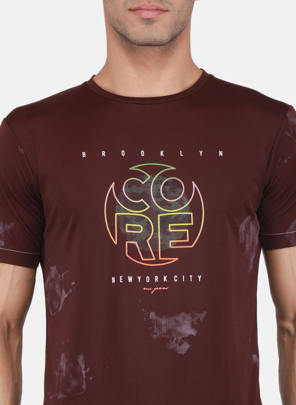 Men Maroon Printed T-Shirt