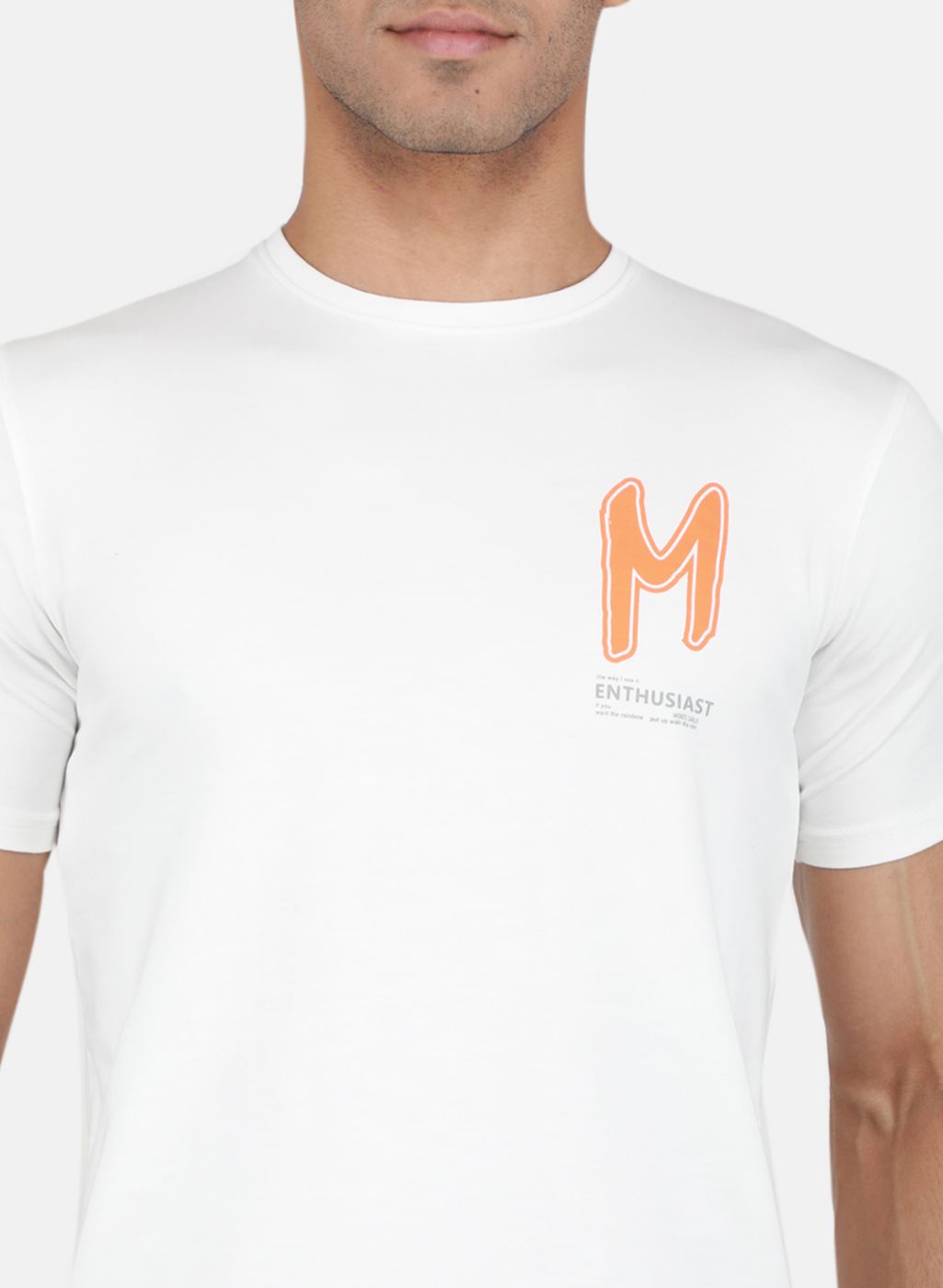 Men White Printed T-Shirt