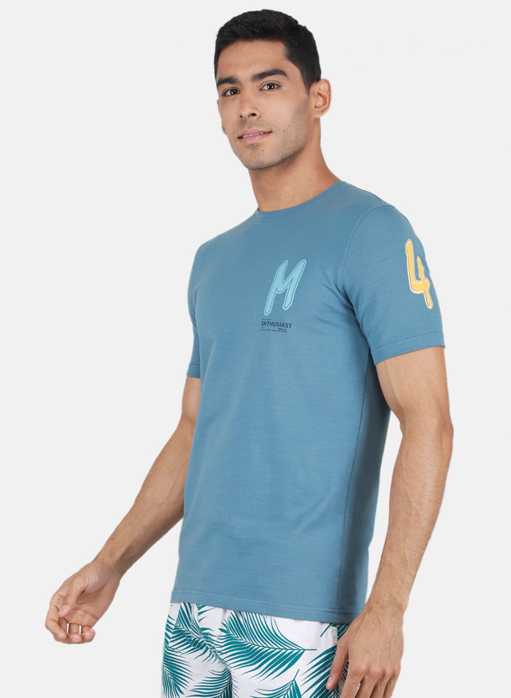 Men Blue Printed T-Shirt