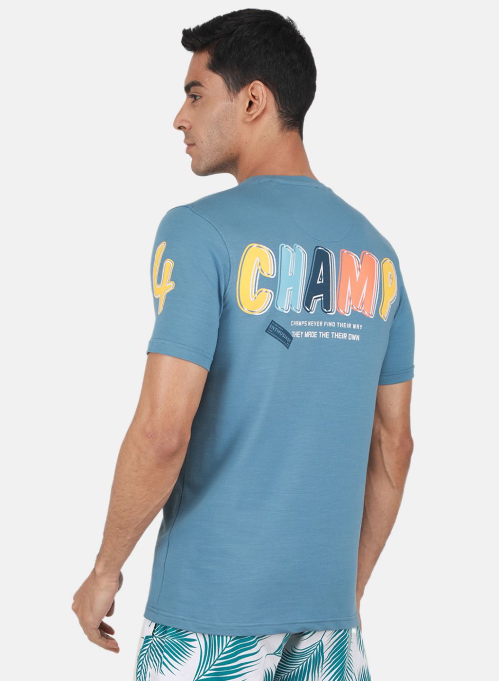 Men Blue Printed T-Shirt