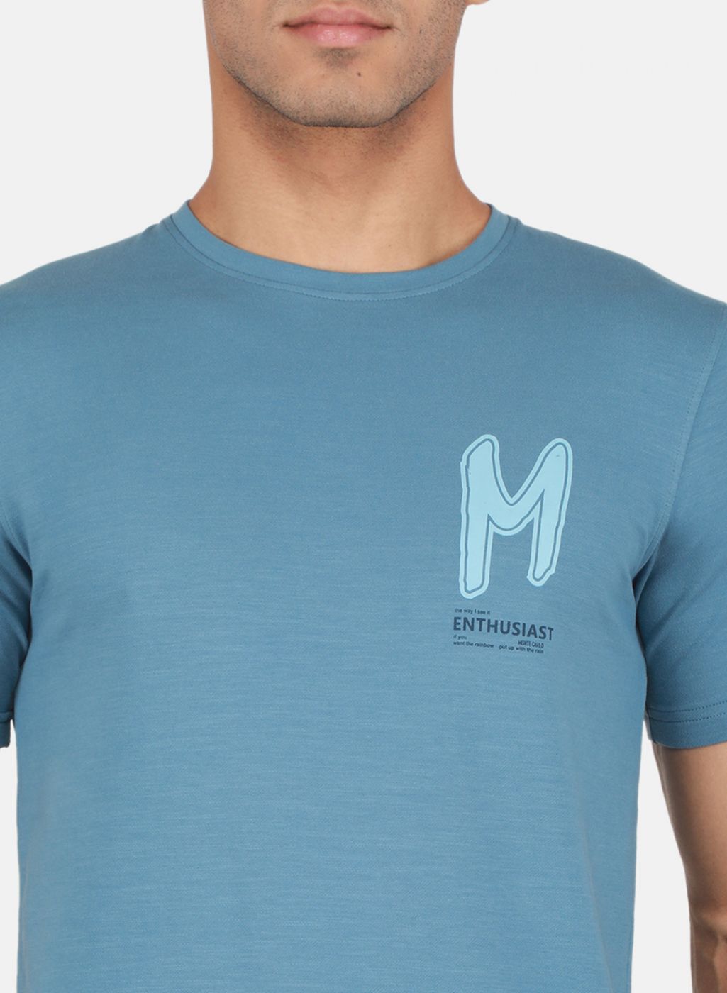 Men Blue Printed T-Shirt