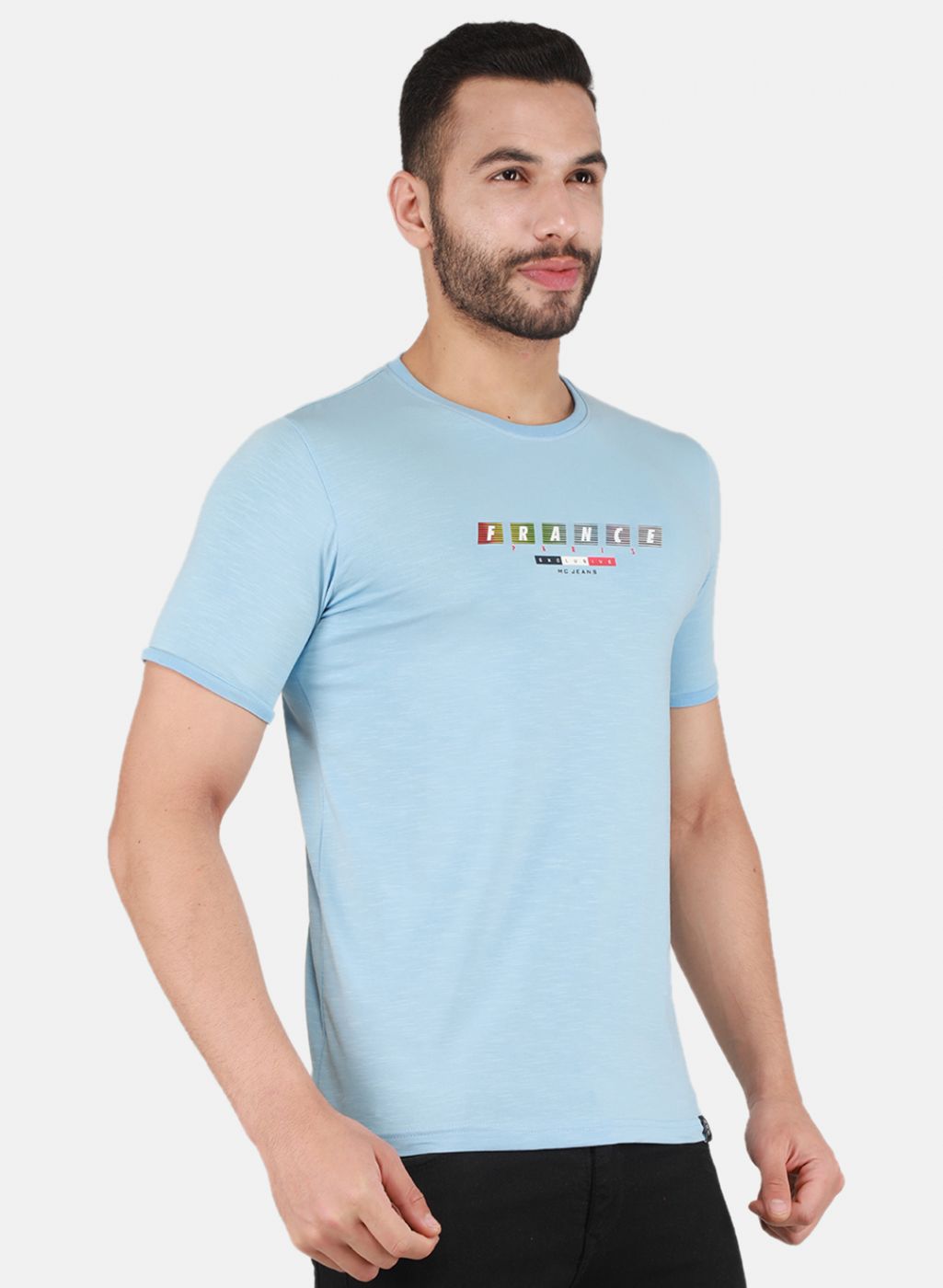 Men Blue Printed T-Shirt