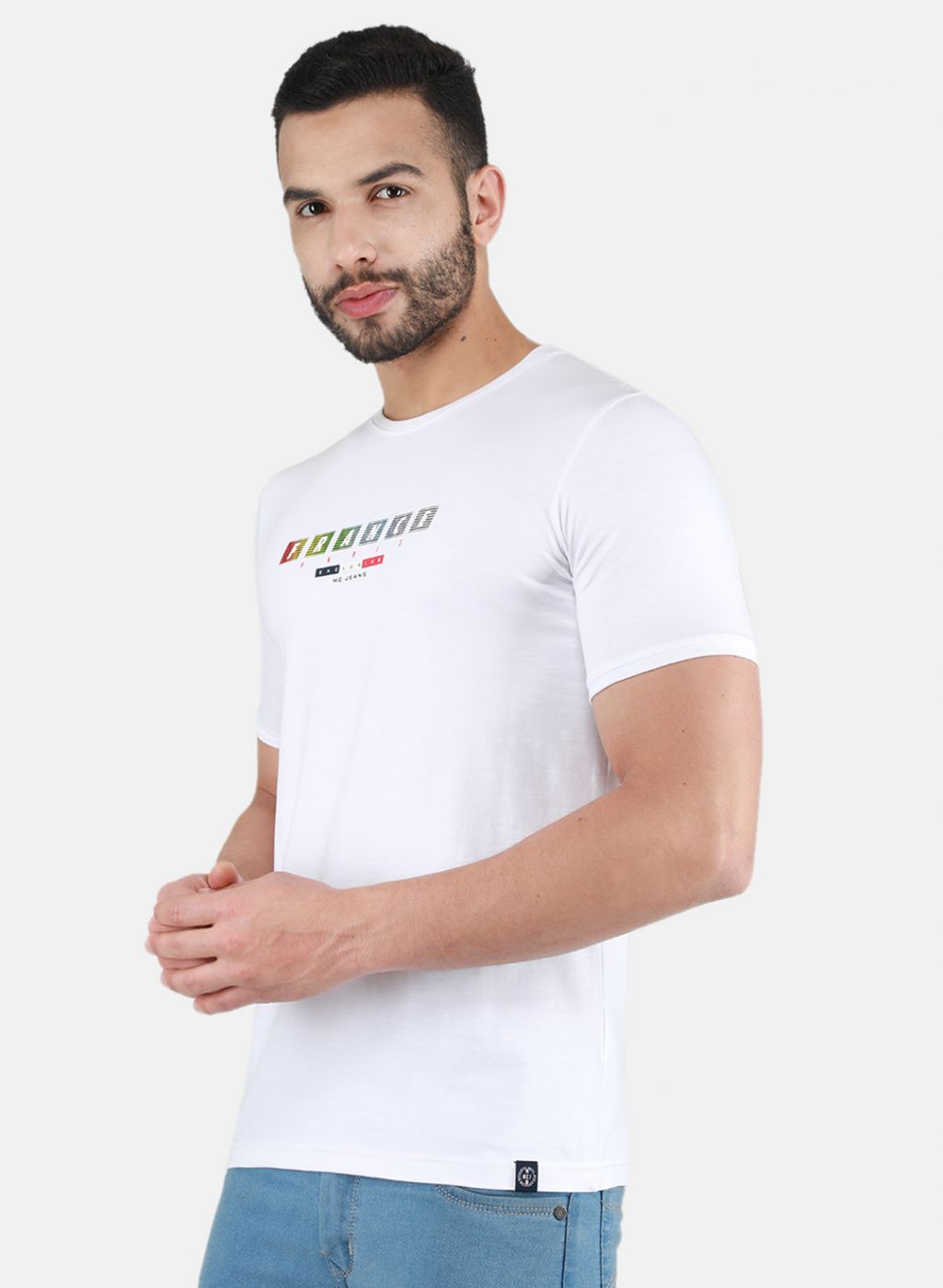 Men White Printed T-Shirt
