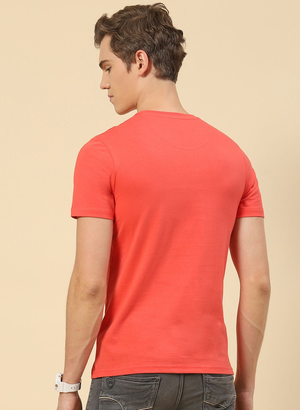 Men Peach Printed T-Shirt