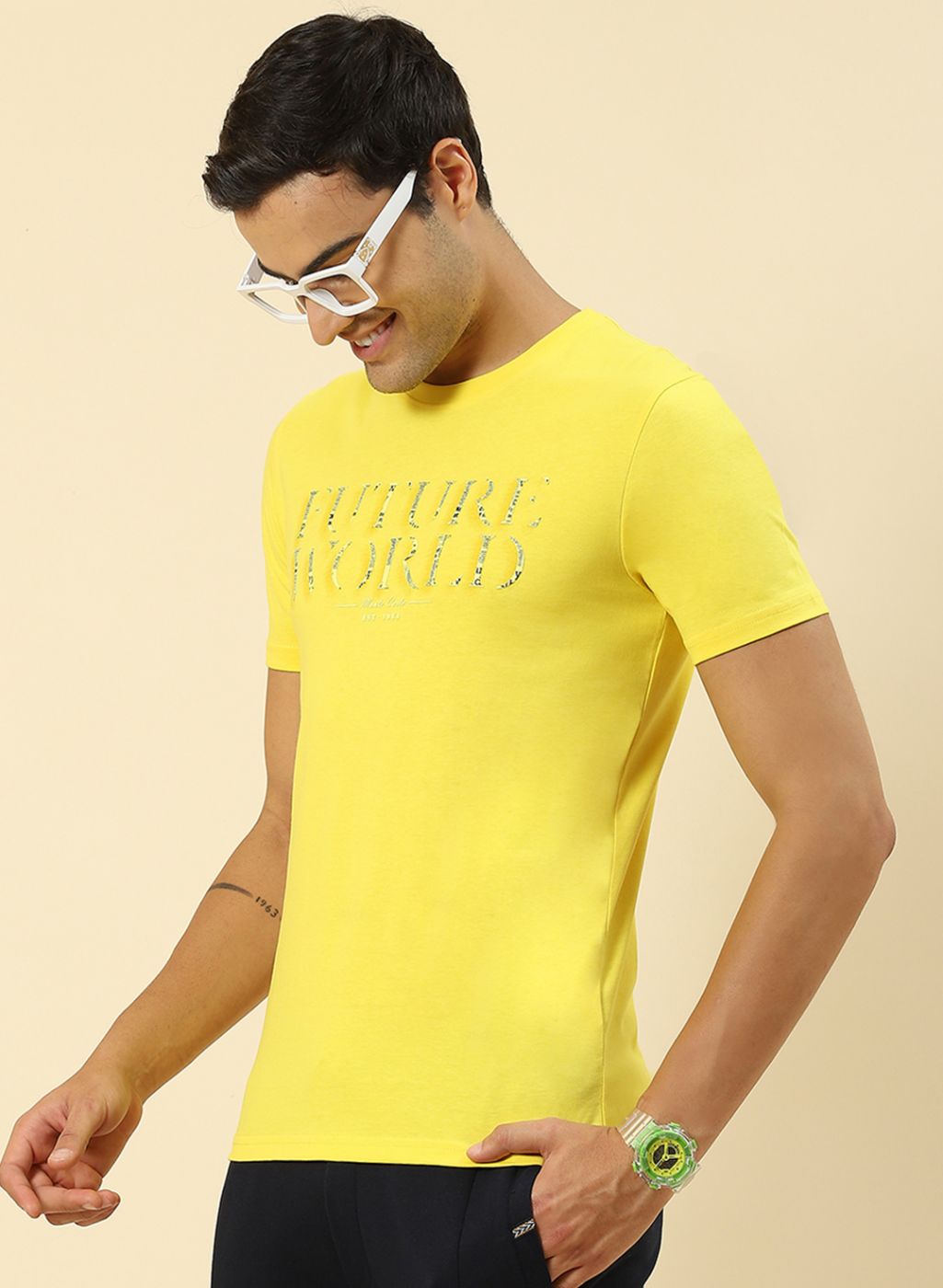 Men Yellow Printed T-Shirt