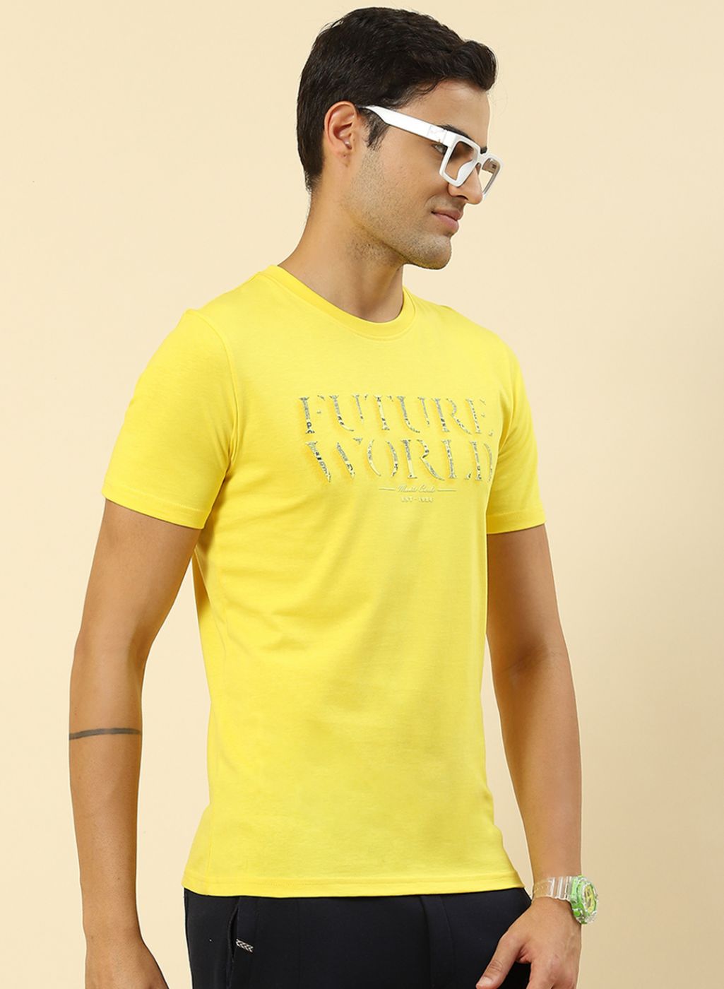 Men Yellow Printed T-Shirt