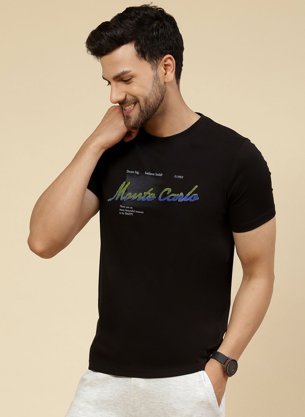 Men Black Printed T-Shirt