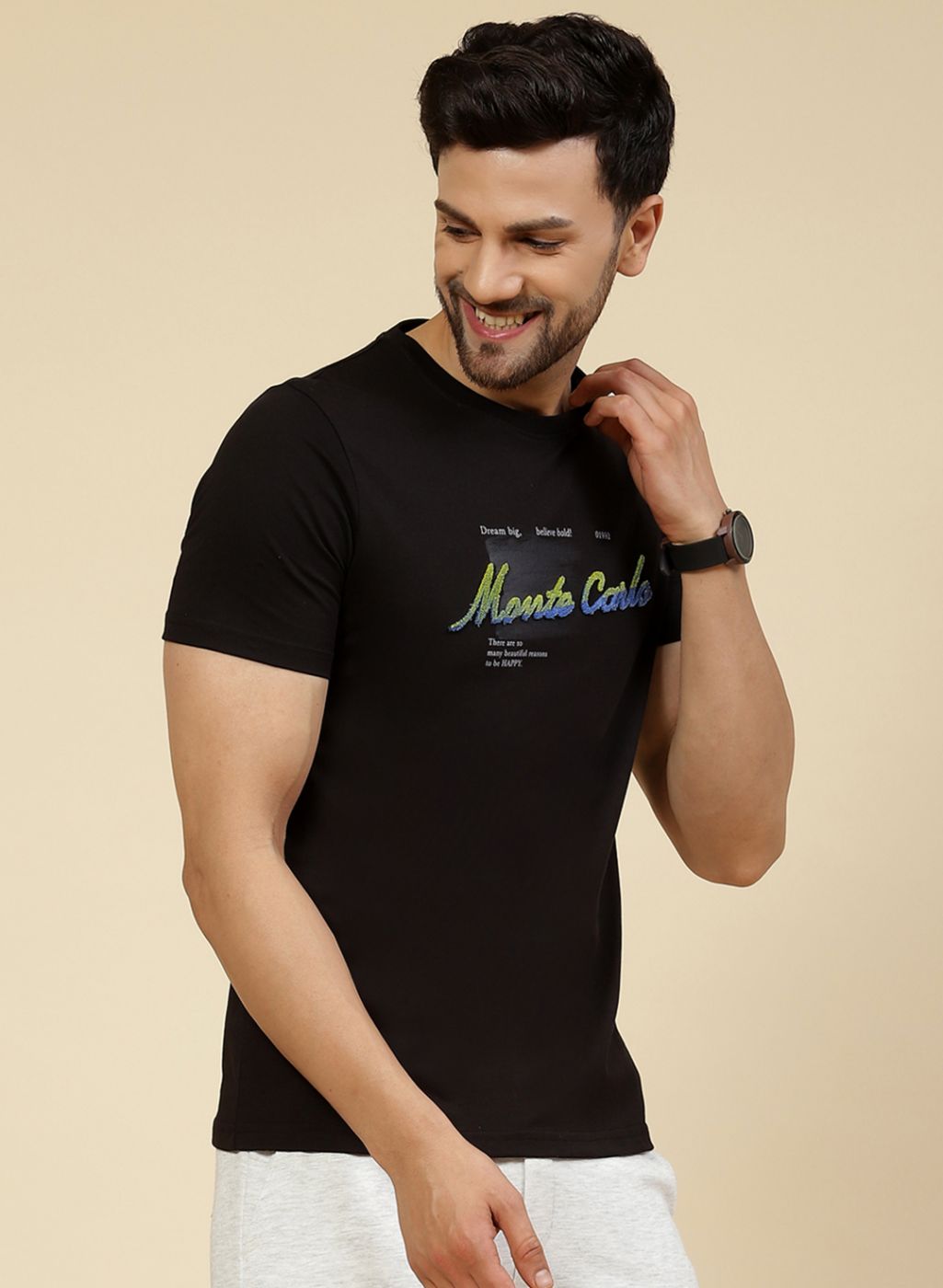 Men Black Printed T-Shirt