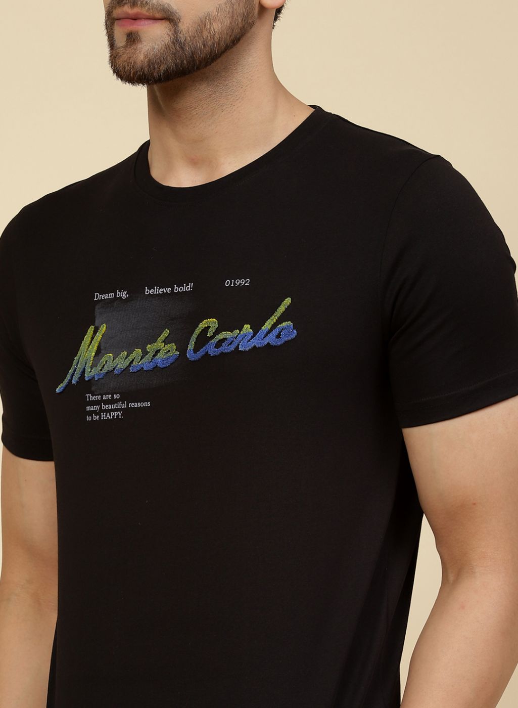 Men Black Printed T-Shirt