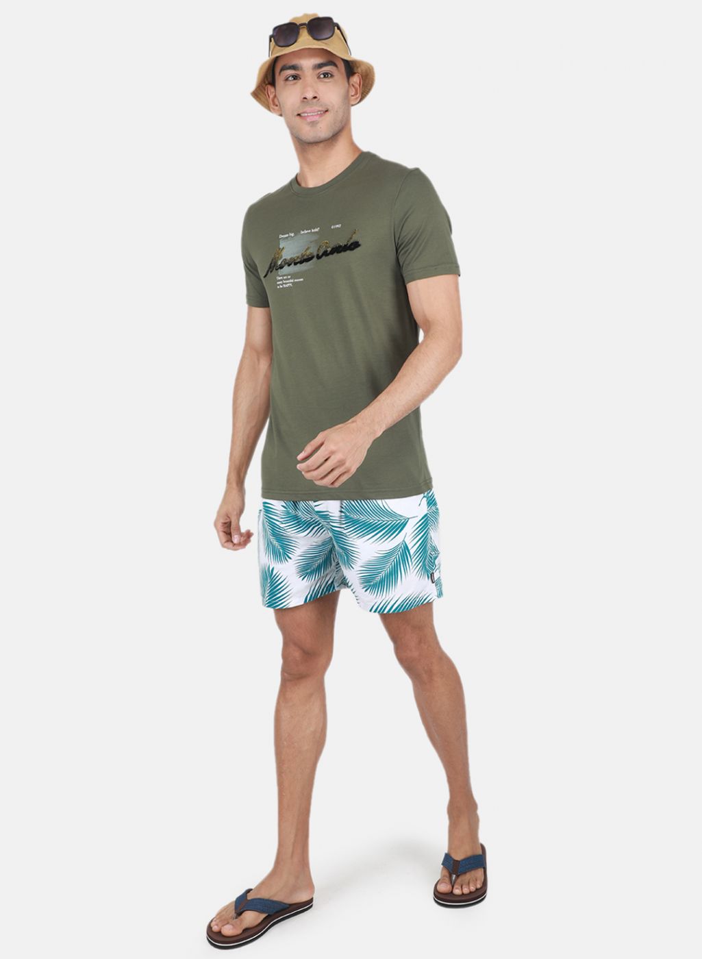 Men Olive Printed T-Shirt