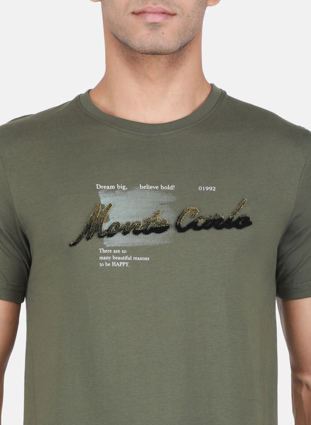 Men Olive Printed T-Shirt