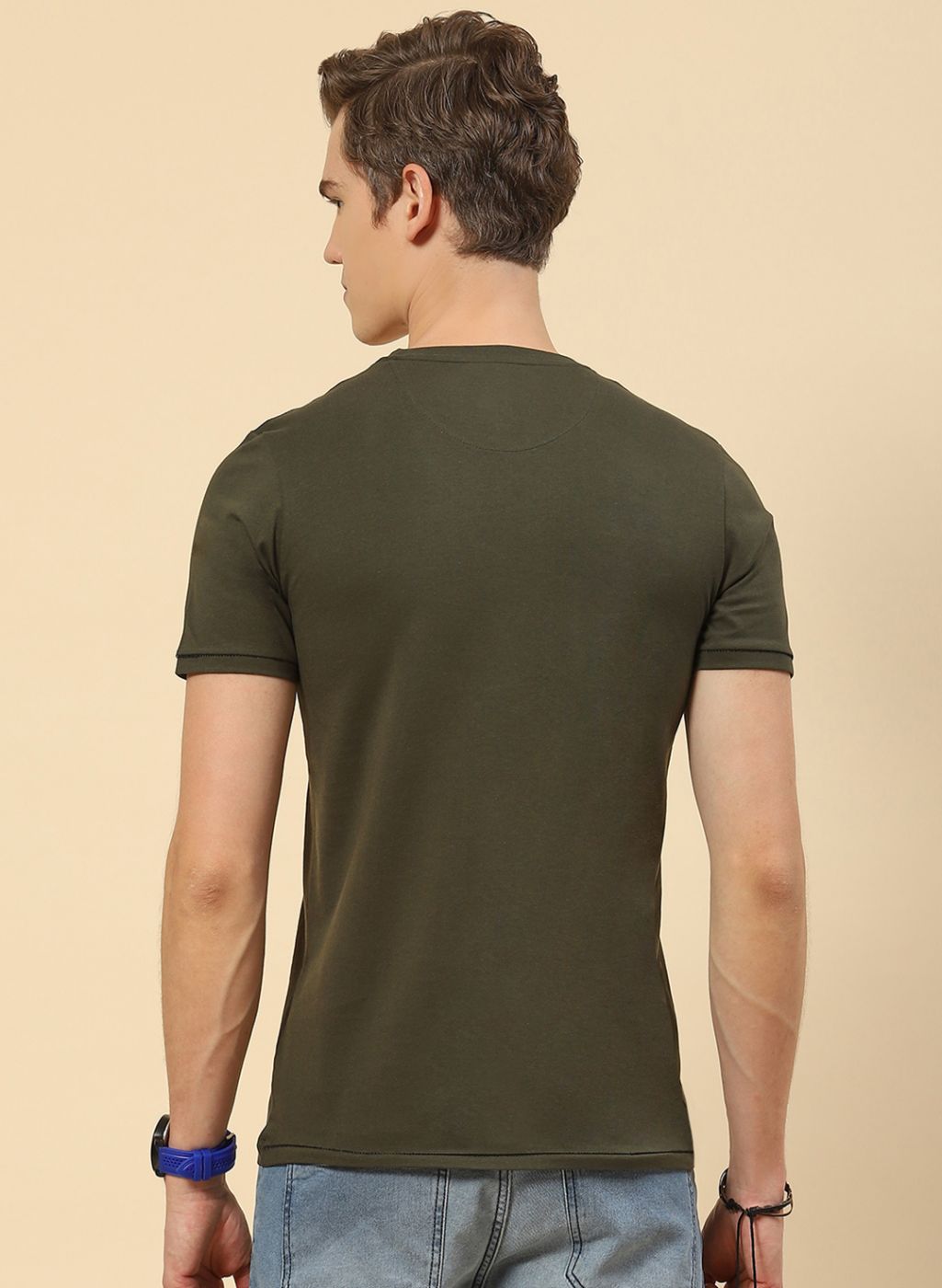 Men Olive Printed T-Shirt