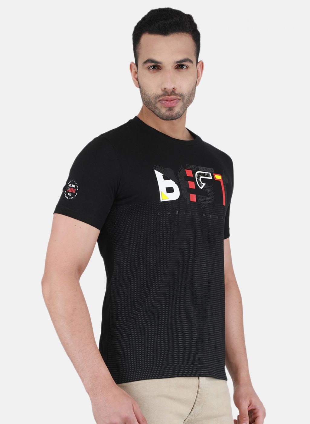 Men Black Printed T-Shirt