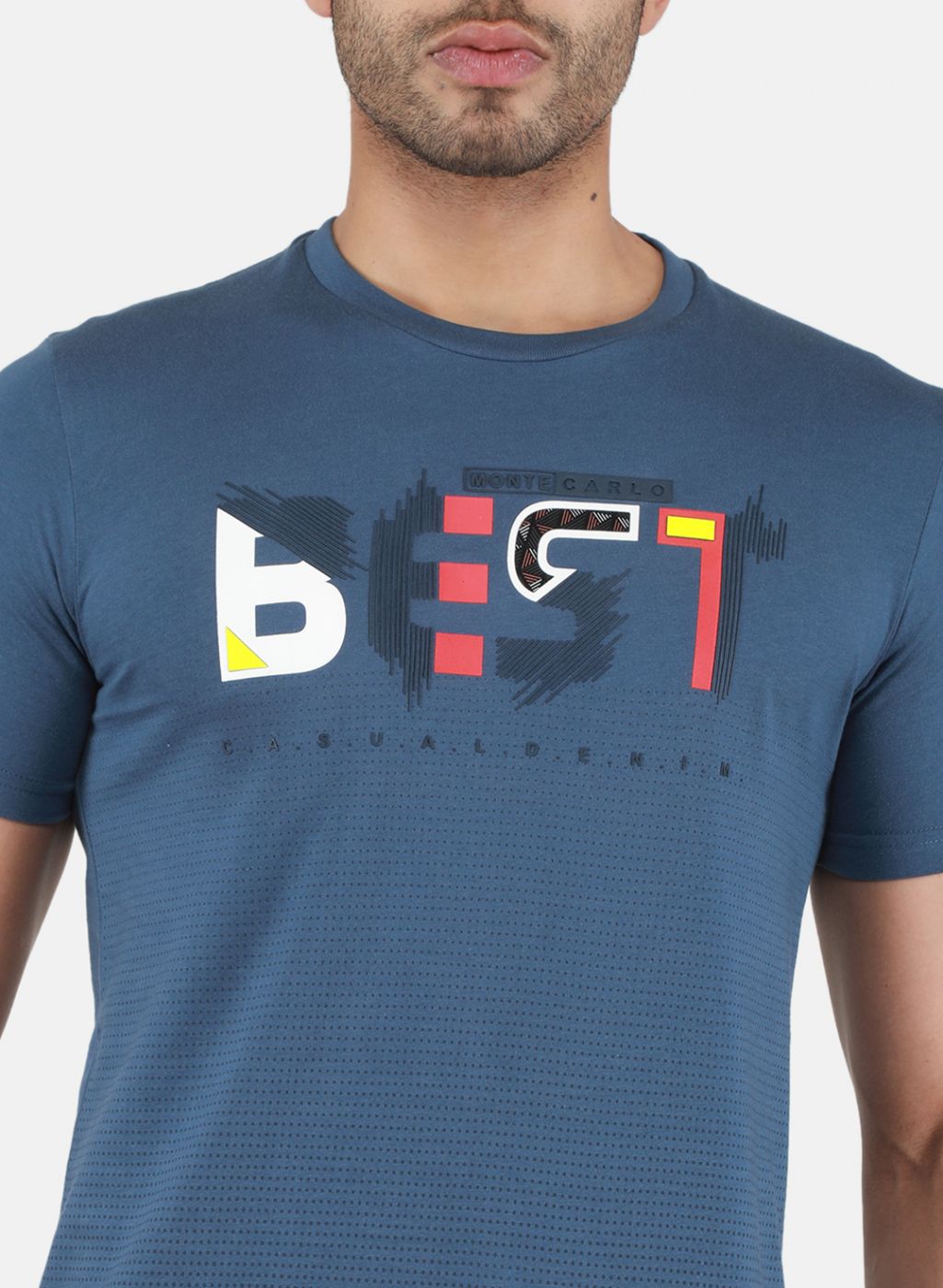 Men Blue Printed T-Shirt
