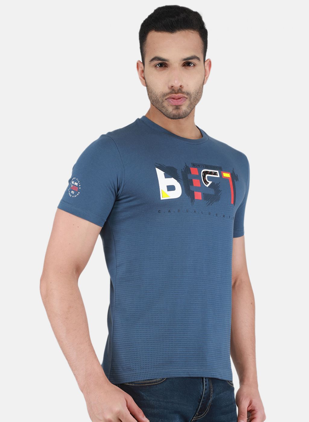 Men Blue Printed T-Shirt