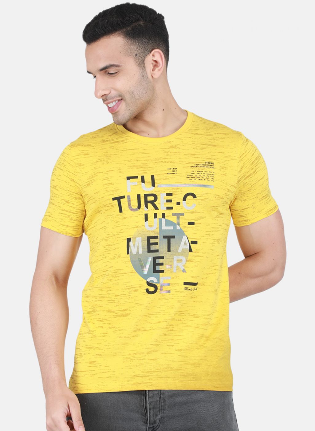 Men Yellow Printed T-Shirt