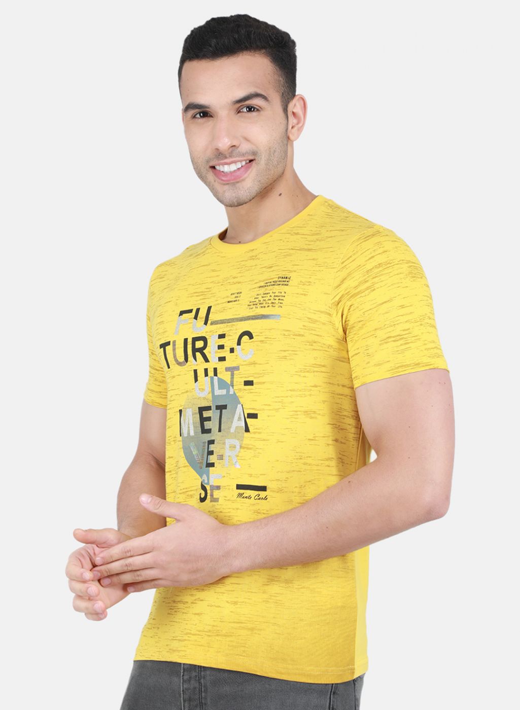 Men Yellow Printed T-Shirt