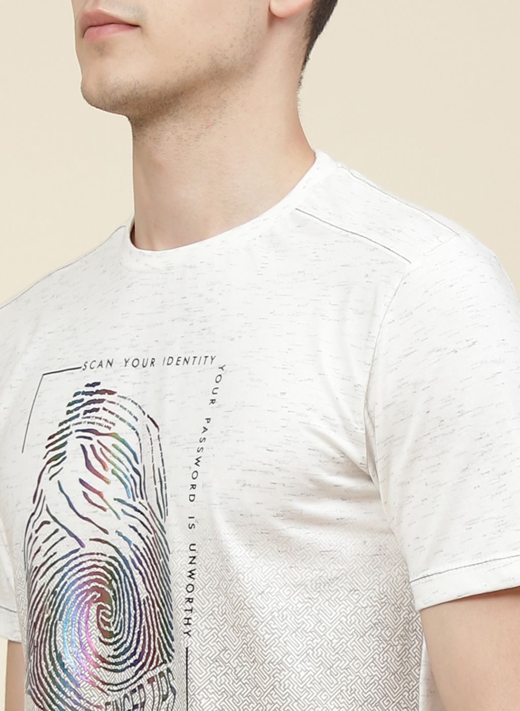 Men Off White Printed T-Shirt