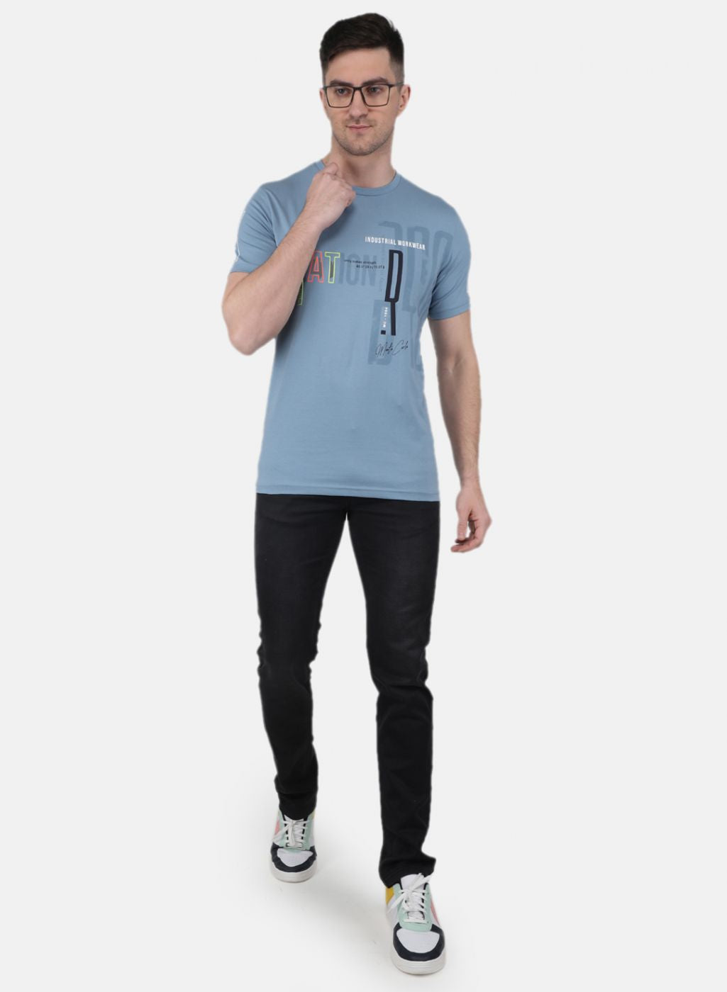 Men Blue Printed T-Shirt