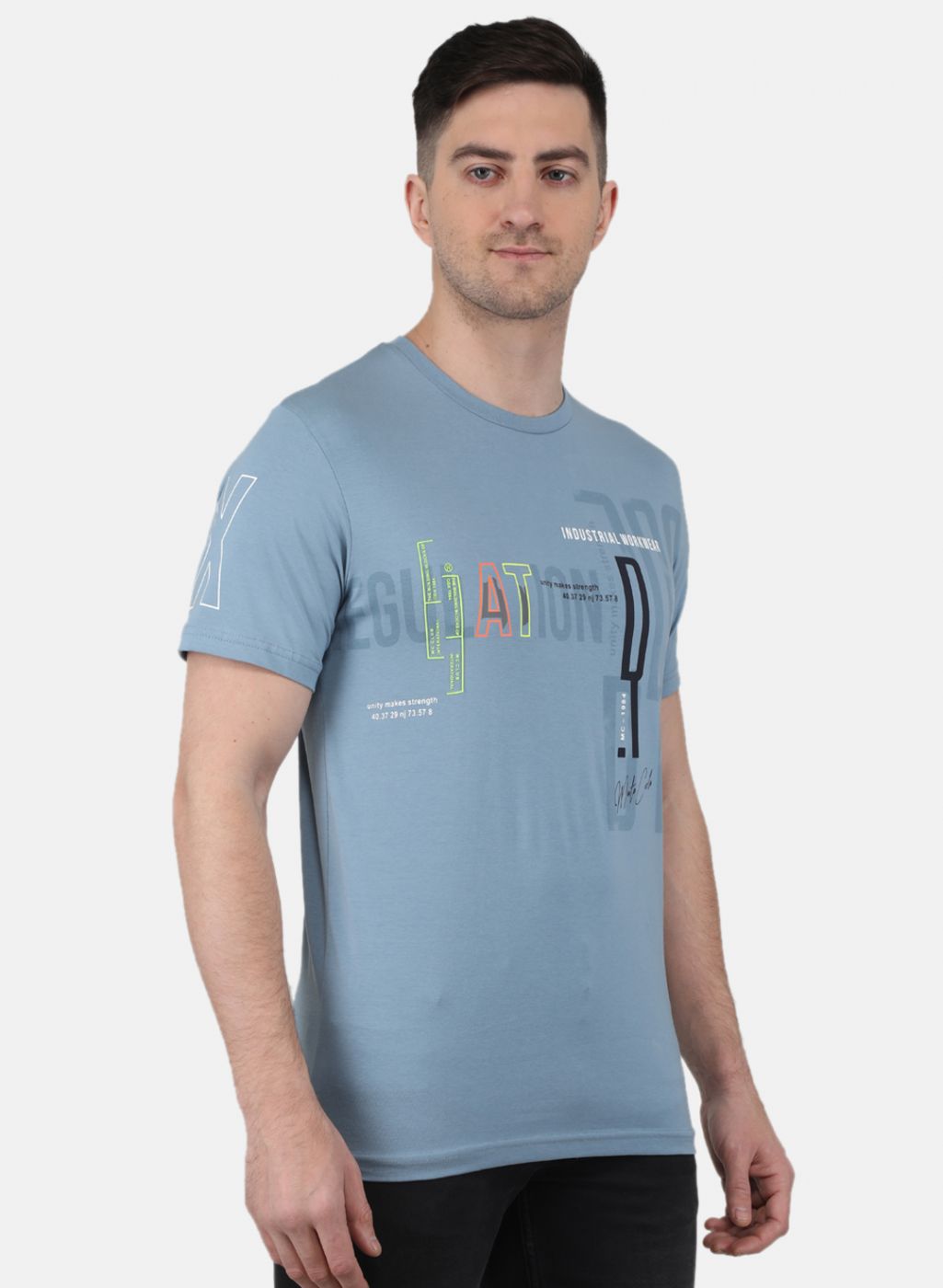 Men Blue Printed T-Shirt