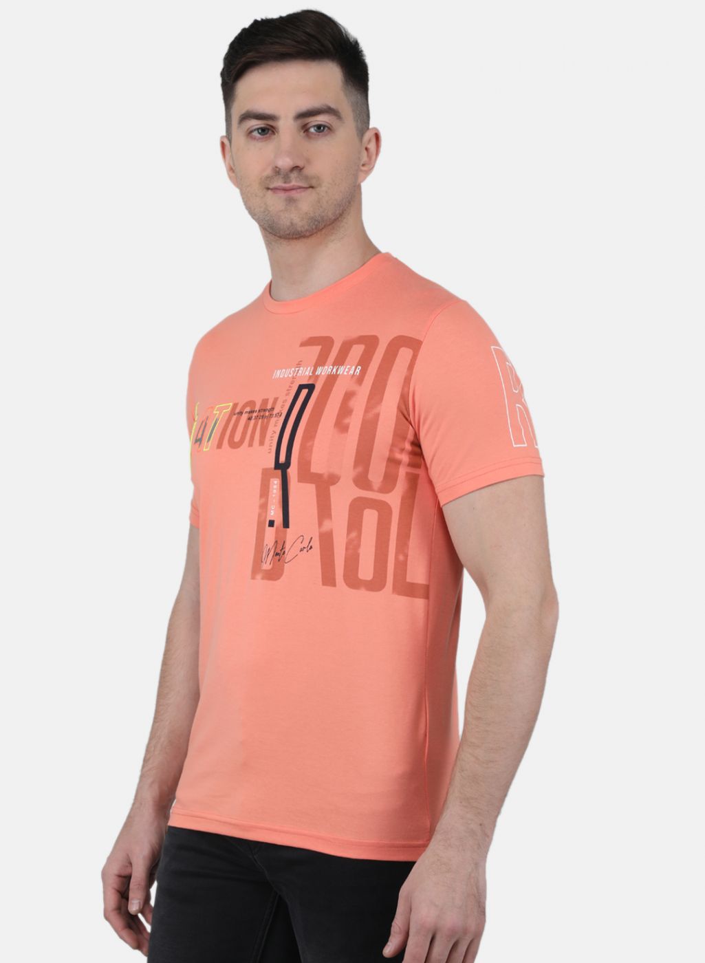 Men Peach Printed T-Shirt