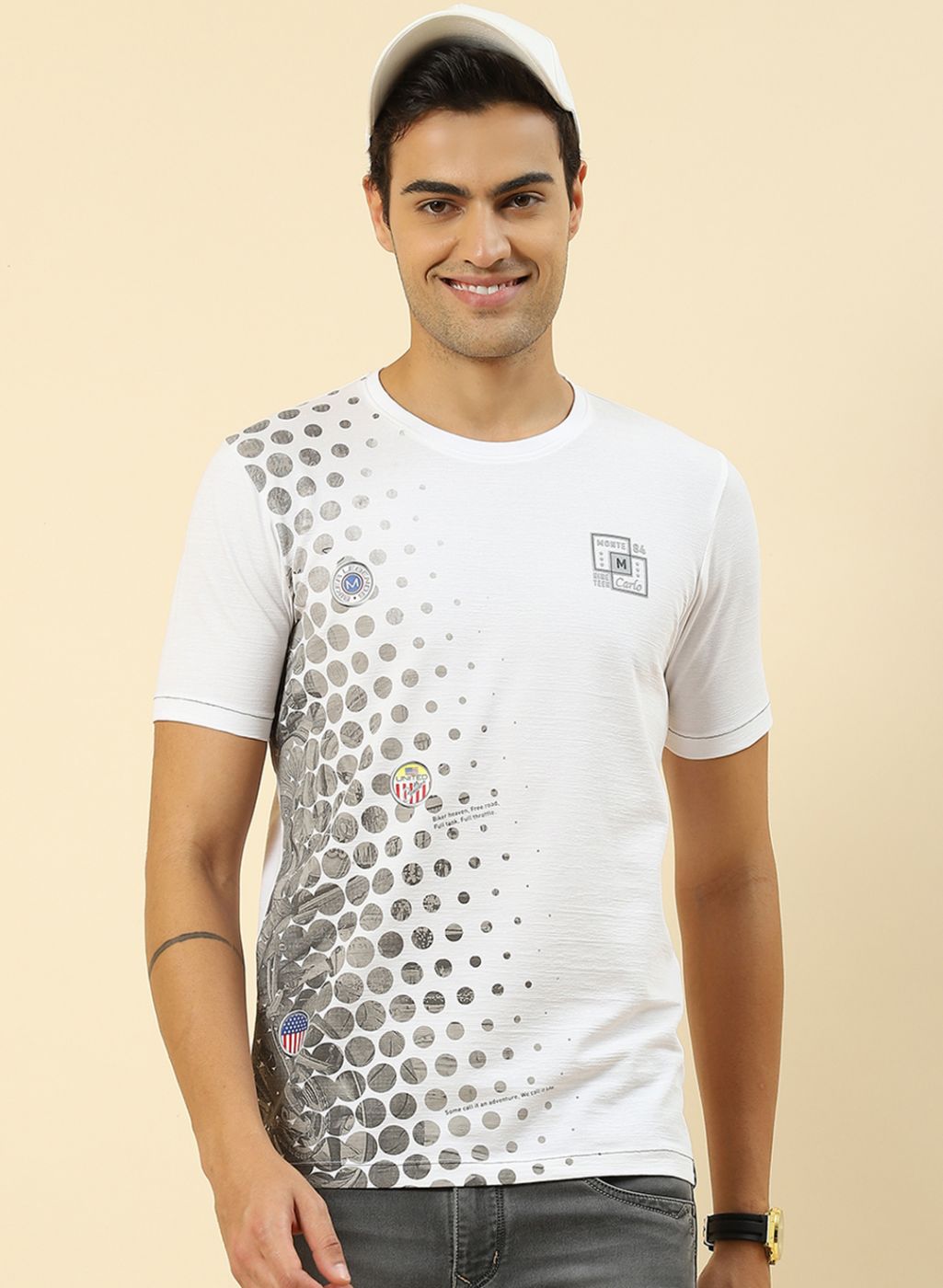 Men White Printed T-Shirt