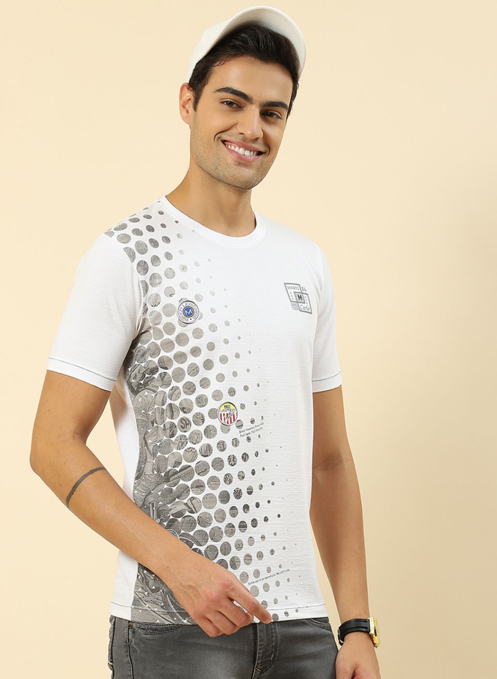 Men White Printed T-Shirt