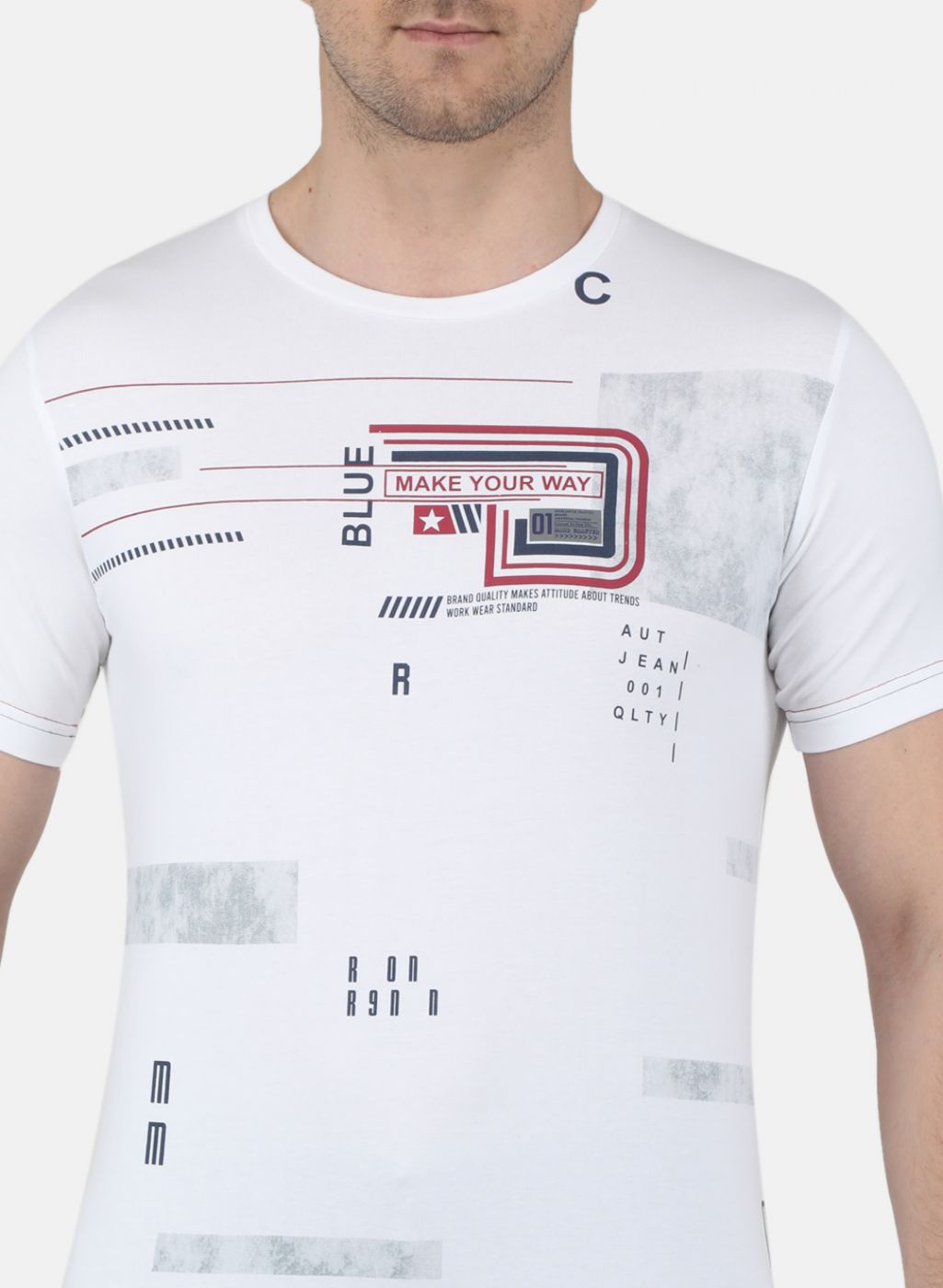 Men White Printed T-Shirt