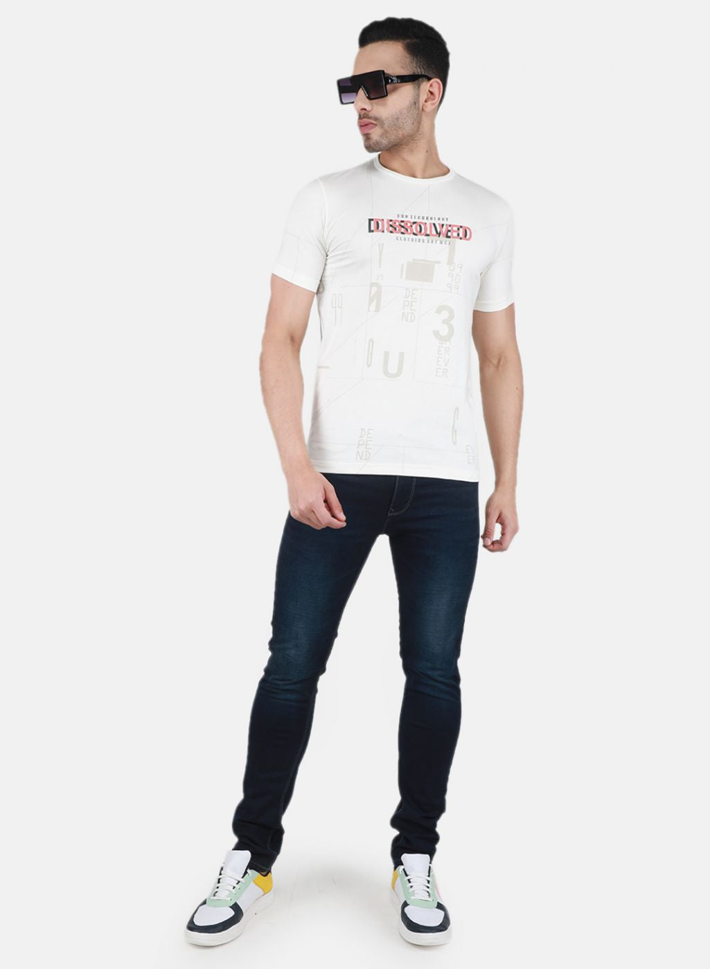 Men White Printed T-Shirt