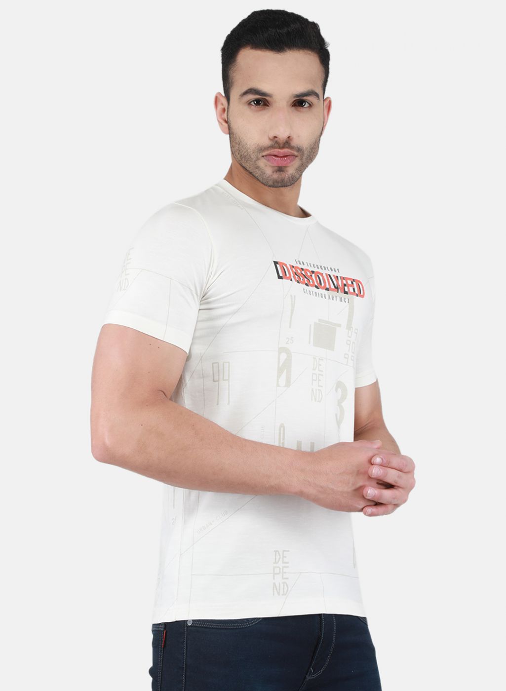 Men White Printed T-Shirt