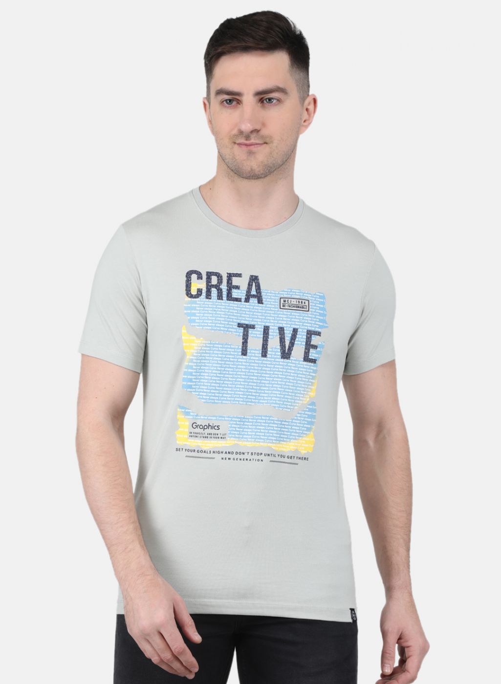 Men Grey Printed T-Shirt