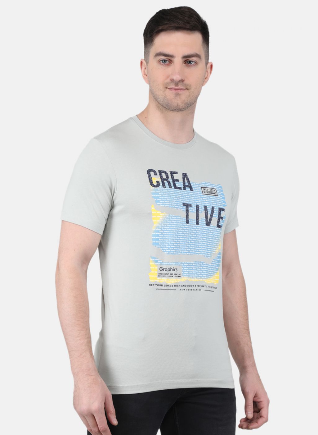 Men Grey Printed T-Shirt