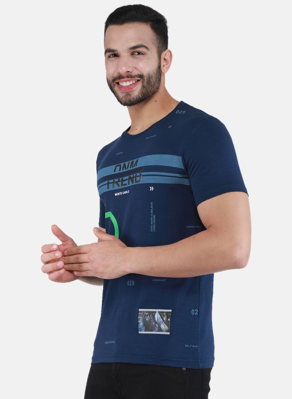 Men Blue Printed T-Shirt