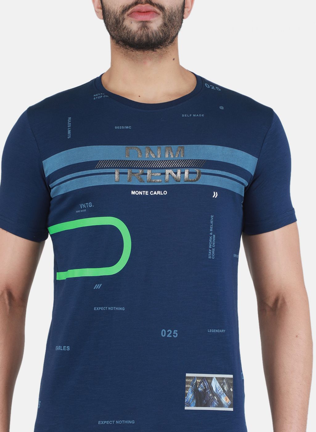 Men Blue Printed T-Shirt