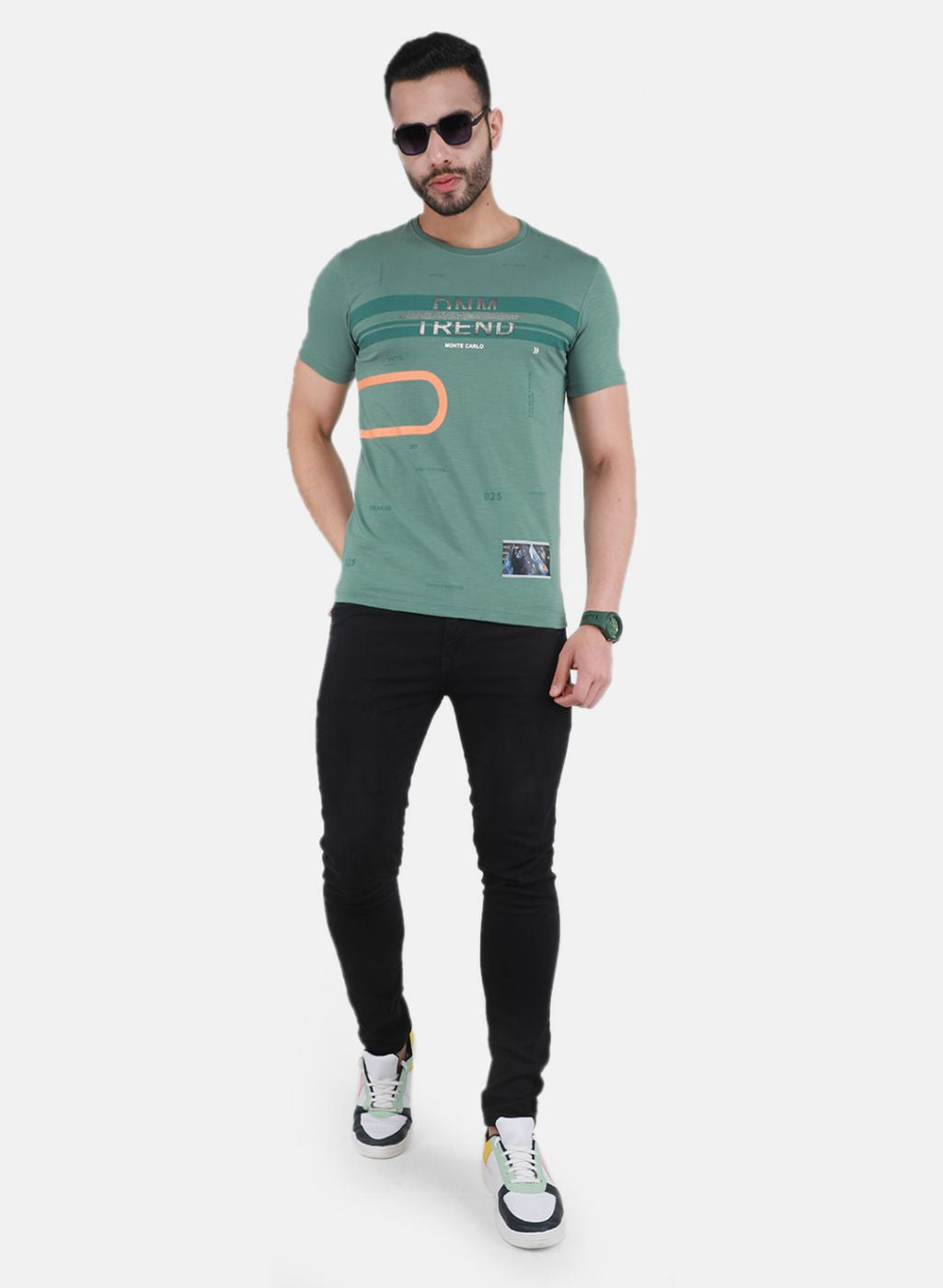 Men Green Printed T-Shirt