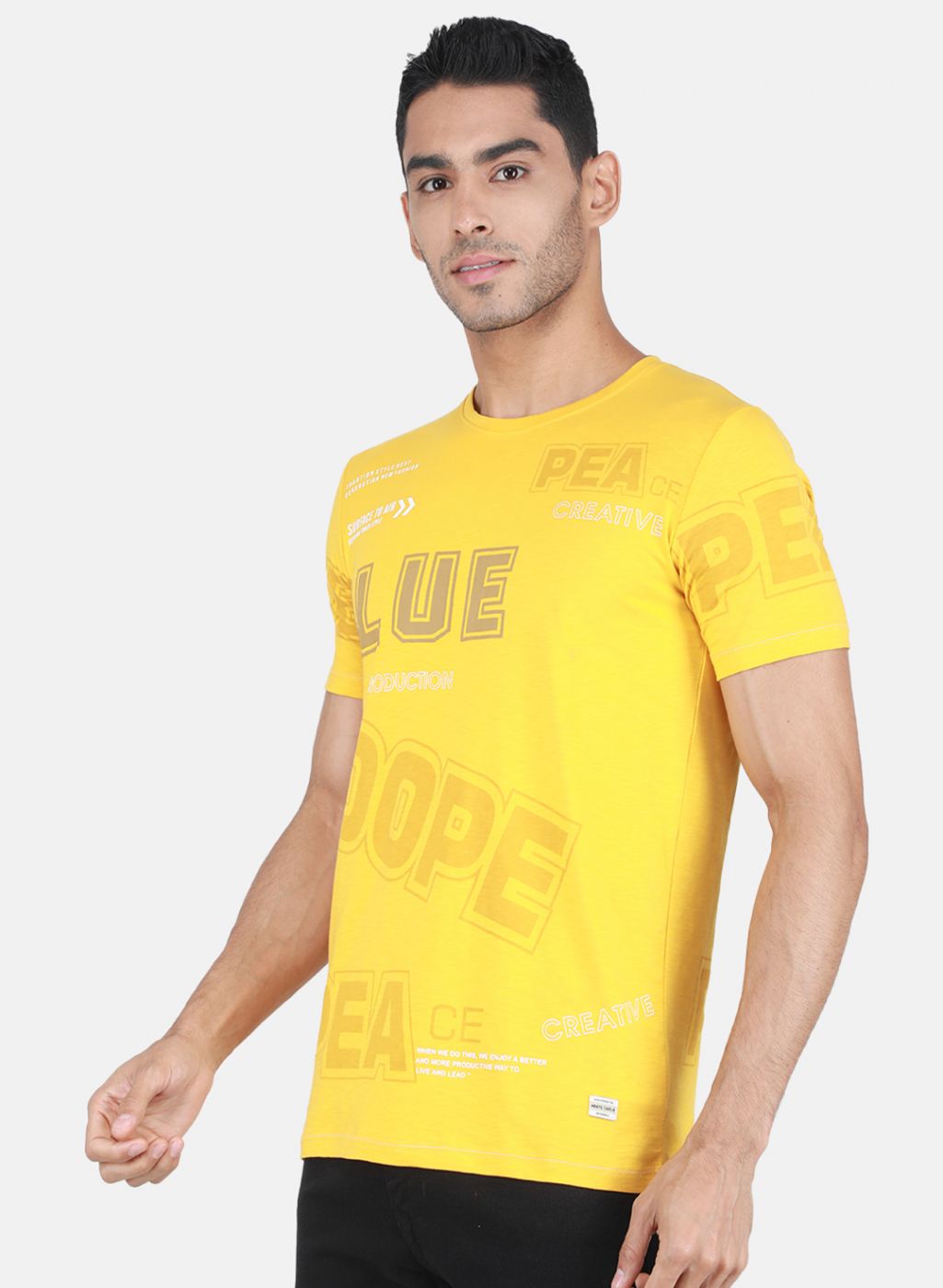 Men Mustard Printed T-Shirt