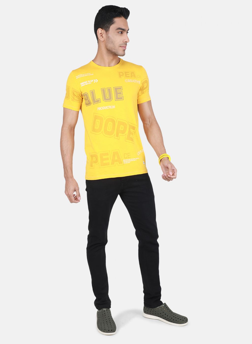 Men Mustard Printed T-Shirt