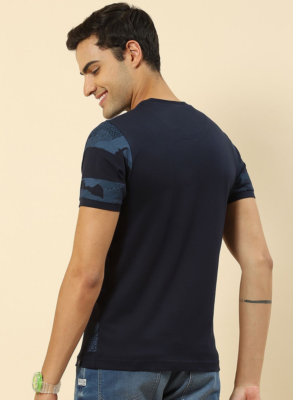 Men Blue Printed T-Shirt