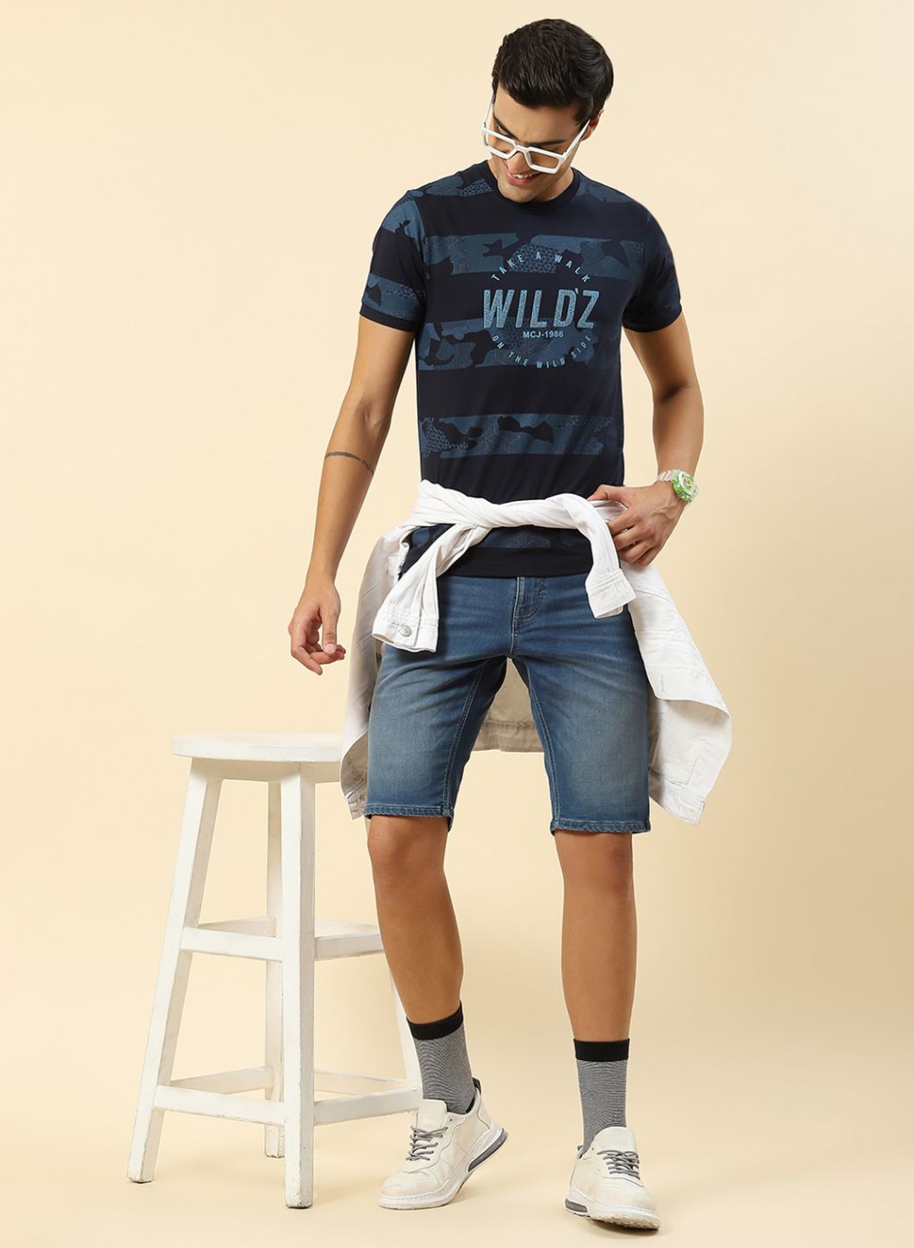 Men Blue Printed T-Shirt