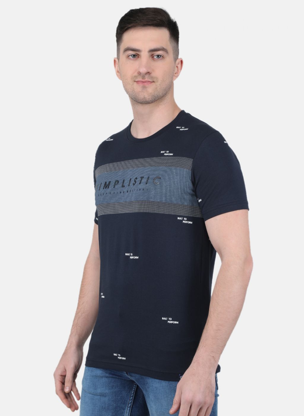 Men NAvy Blue Printed T-Shirt